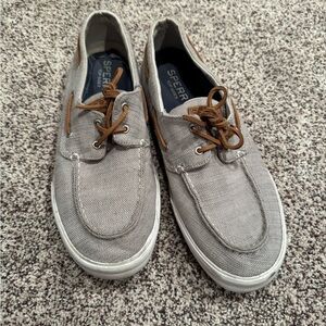 Sperry Gray and Brown Boat Shoes with Moc-Toe Design